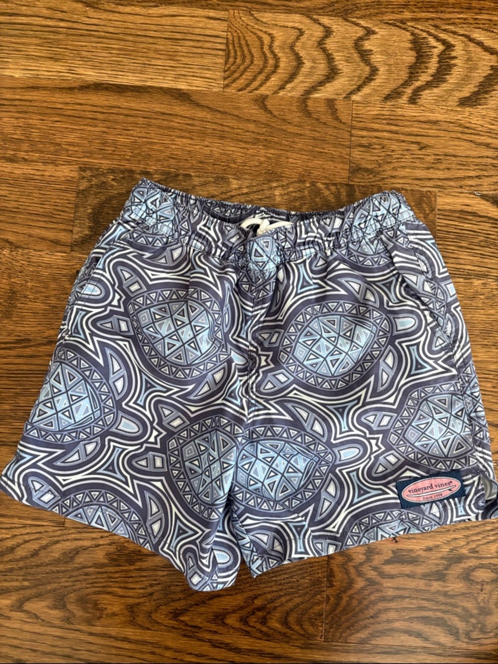 Vineyard Vines Boys Blue and Navy Geometric Swim Trunks